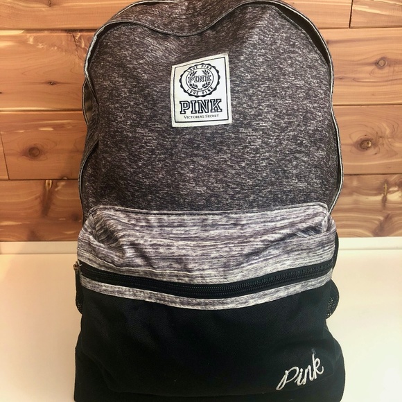 PINK Victoria's Secret Handbags - Victoria's Secret PINK Grey Marl Collegiate Backpack